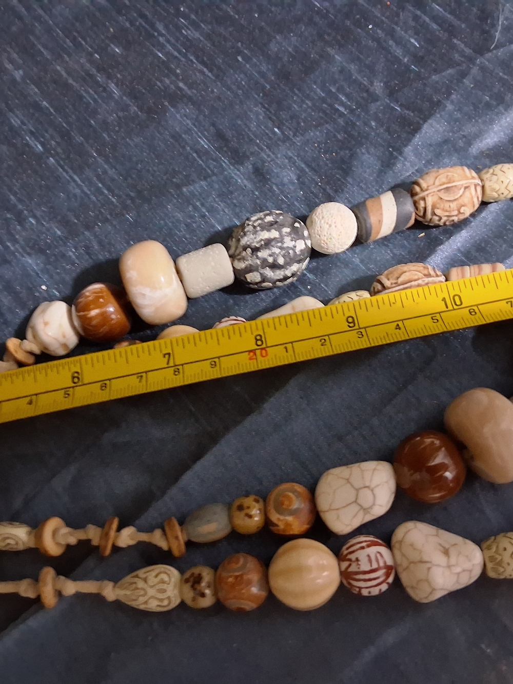 Vintage Rare Handmade Multicolor Stone & Wood Bead Necklace - Neutral Tones - Picture 15 of 16